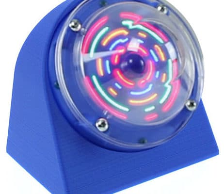 Blue spinning colorful light show toy.