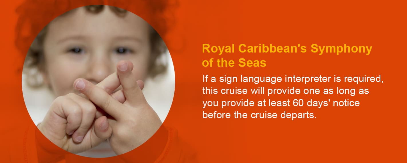 a royal Caribbean cruise com intérprete de linguagem gestual