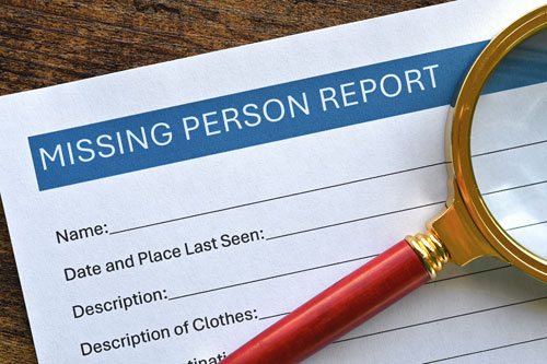 Picture of a missing persons report